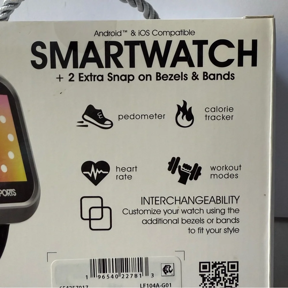 Smartwatch with Interchangeable Bands - Black,‎ Blue, Pink New